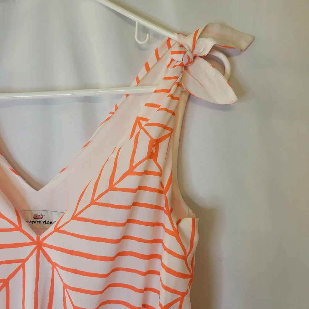 Vineyard Vines Canopy Geo Jumpsuit White Orange - Picture 4 of 5